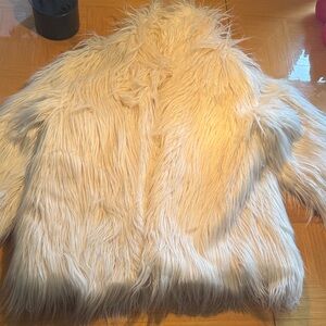 Aritzia Cream Faux Fur Jacket